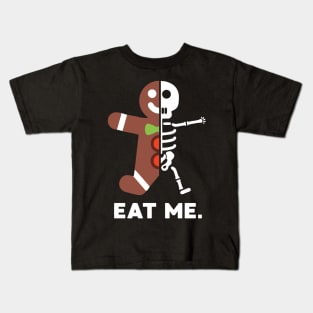 Gingerbread Man Funny Christmas Skeleton Eat Me Kids T-Shirt